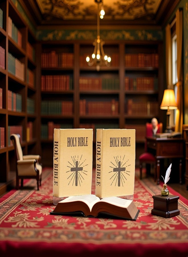 كتابان صغيران من الكتاب المقدس بحجم الجيب، بمقياس 1/12، مناسبان لرفوف الكتب المصغرة في بيوت الدمى، وإكسسوارات غرف النوم والمكتبات، وأثاث بيوت الدمى، والدمى وملحقاتها. - Image 5
